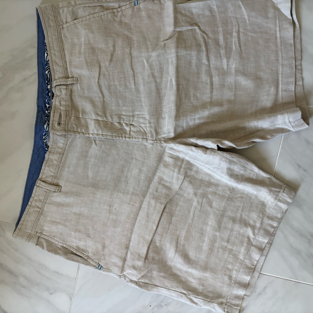 Men's Beige Linen Shorts